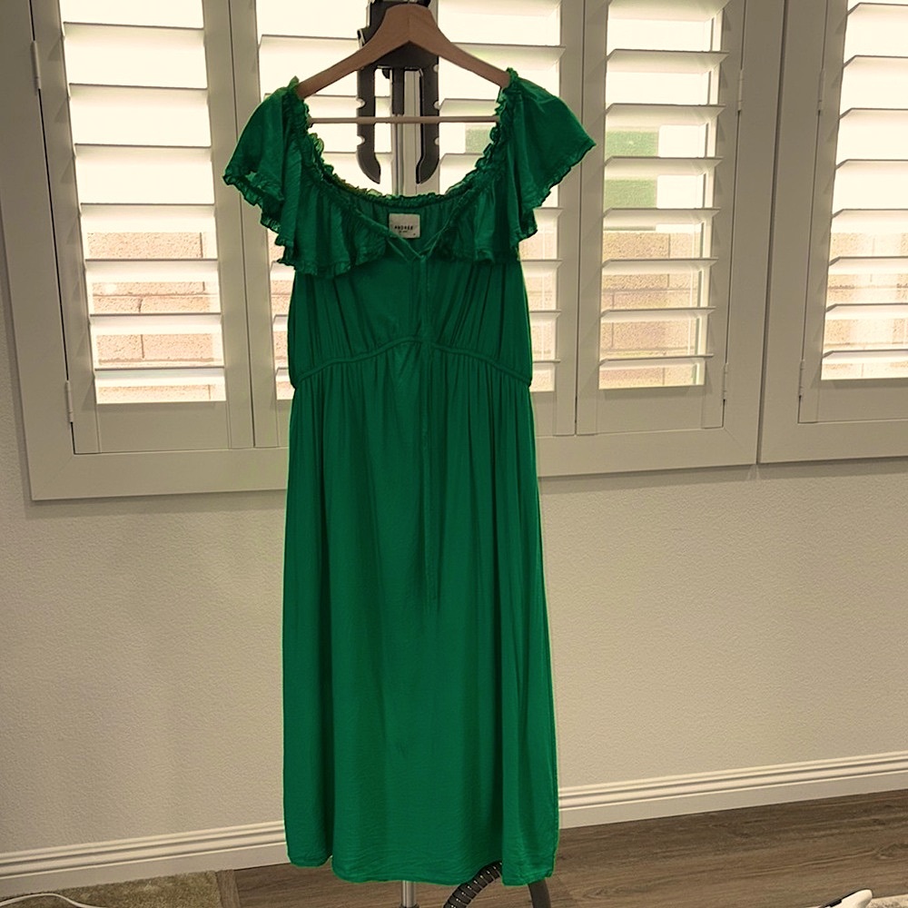 Green midi Ruffle Dress